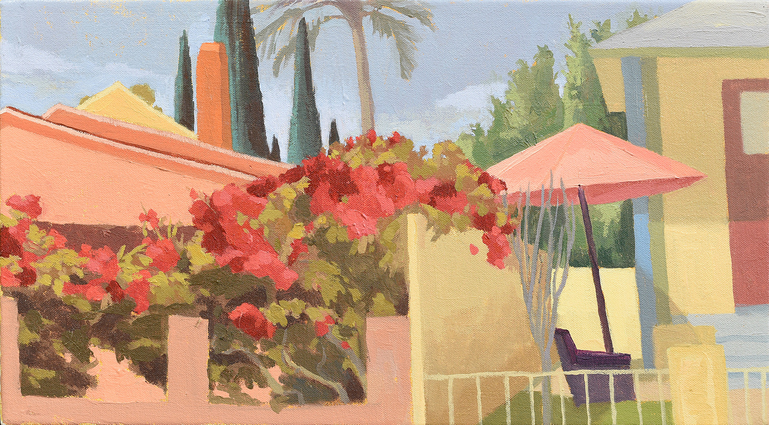 Celia Reisman  Pink Umbrella, 2014 oil on canvas 10 x 17 7/8 in.