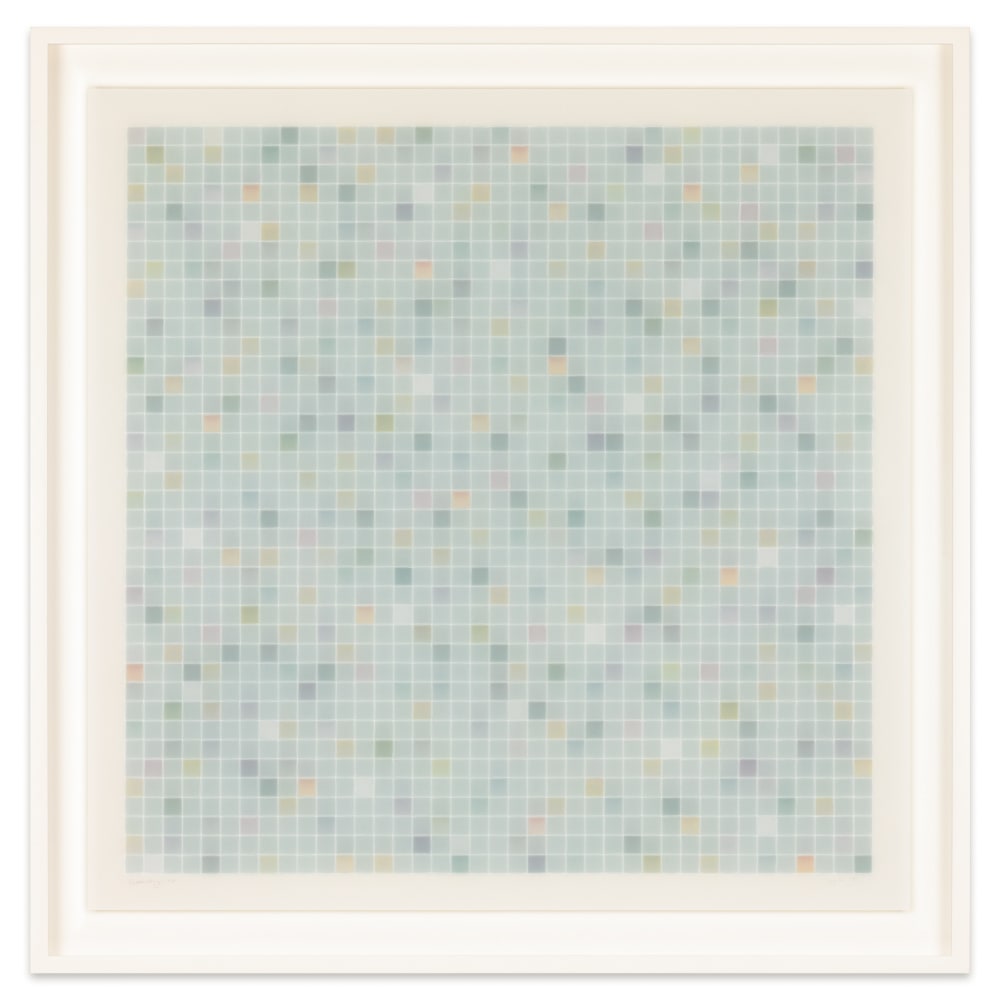 Mary Ijichi Assemblage #21, 2022 colored pencil, mylar, plastic, beads, acrylic, artist's tape, and museum board 27 1/2 x 27 1/4 in. (frame)
