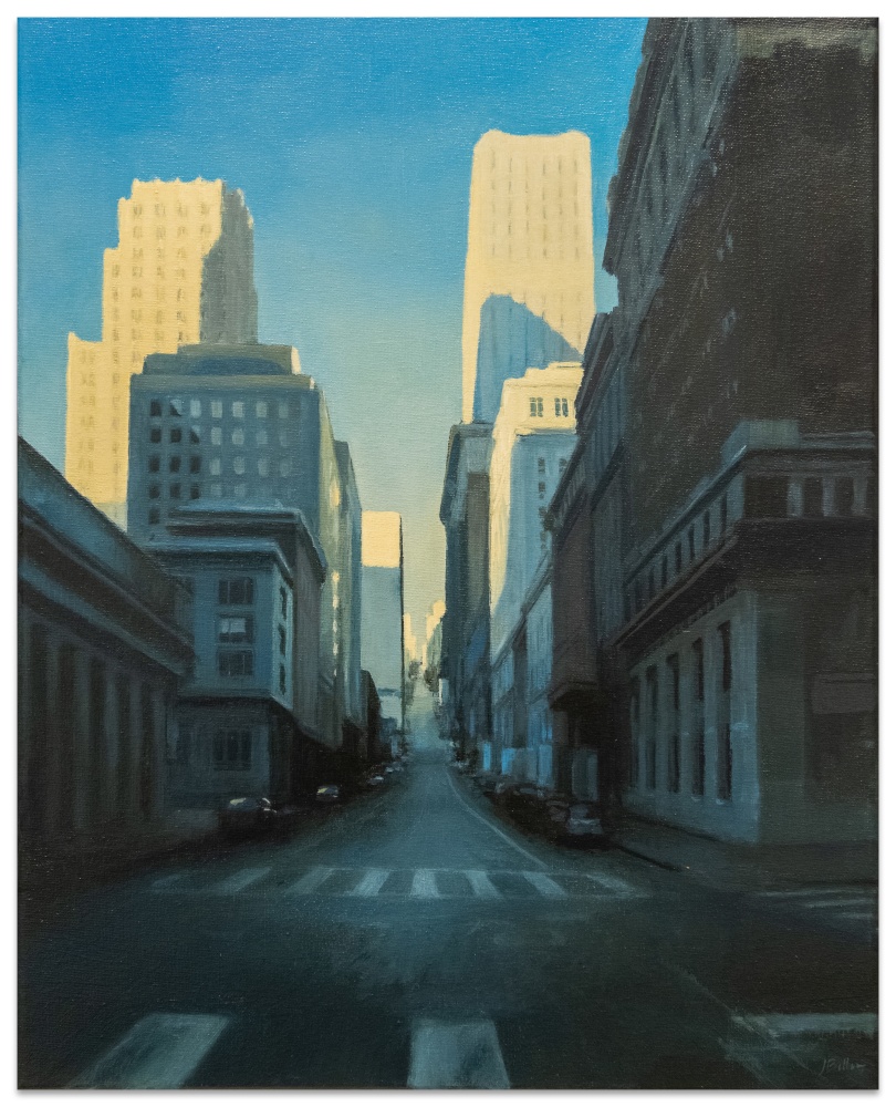 Jeff Bellerose, Downtown, 2021, oil on canvas, 20 x 16 in.