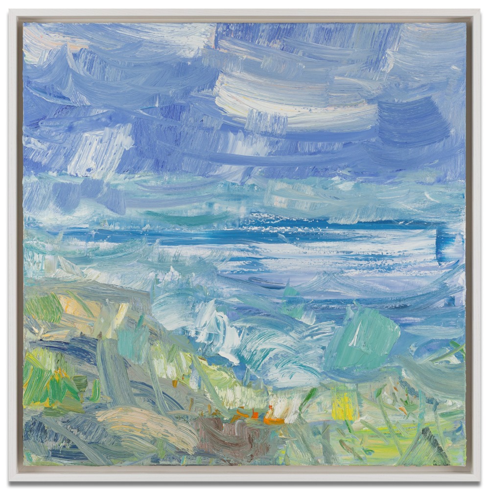 John Santoro Aqua Coast and the Beach Sprite, 2025 oil on canvas 30 x 30 in.