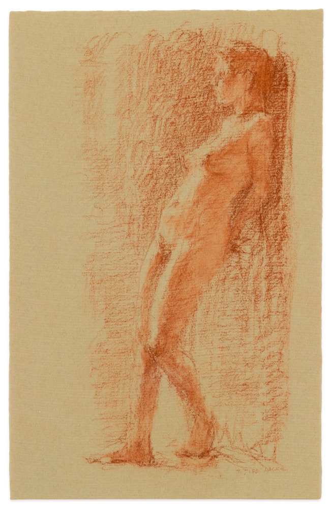 Fred Dalkey Model Leaning Against Wall, 9-14-96 sanguine Conté crayon on paper ​​​​​​​9 1/2 x 6 in.