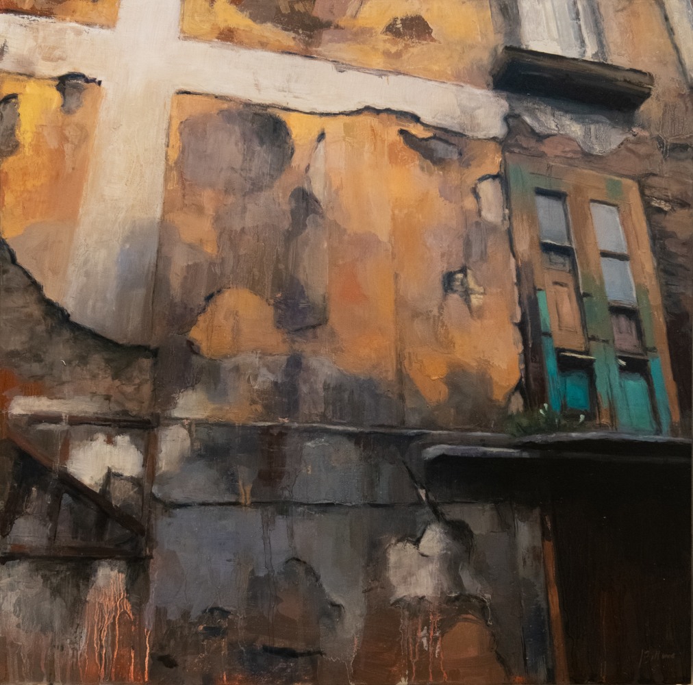 Jeff Bellerose, Decay, 2019, oil on board, 15 x 15 in.