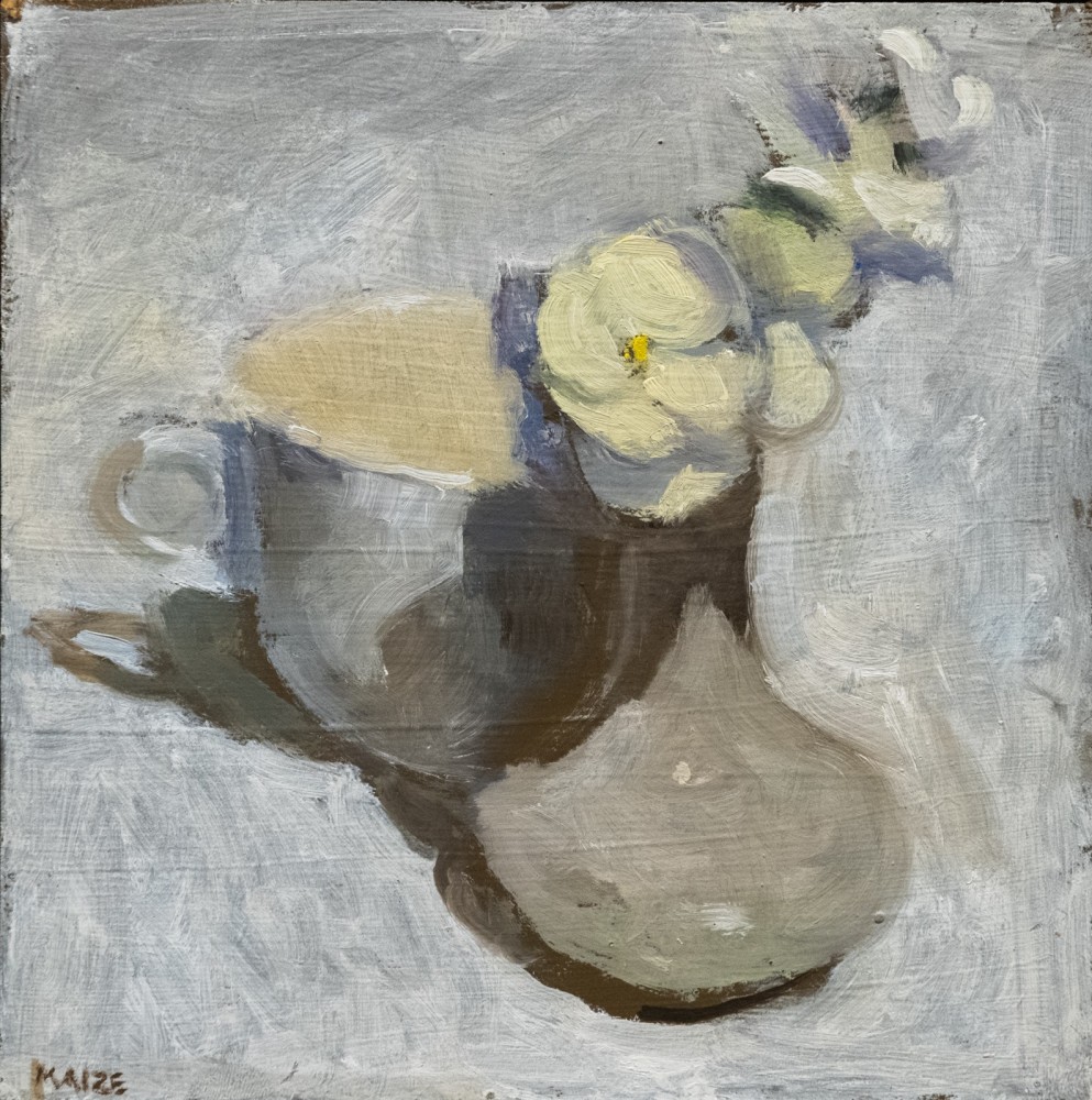 Catherine Maize Cup and Pansies, 2022 oil on panel 6 x 6 in.