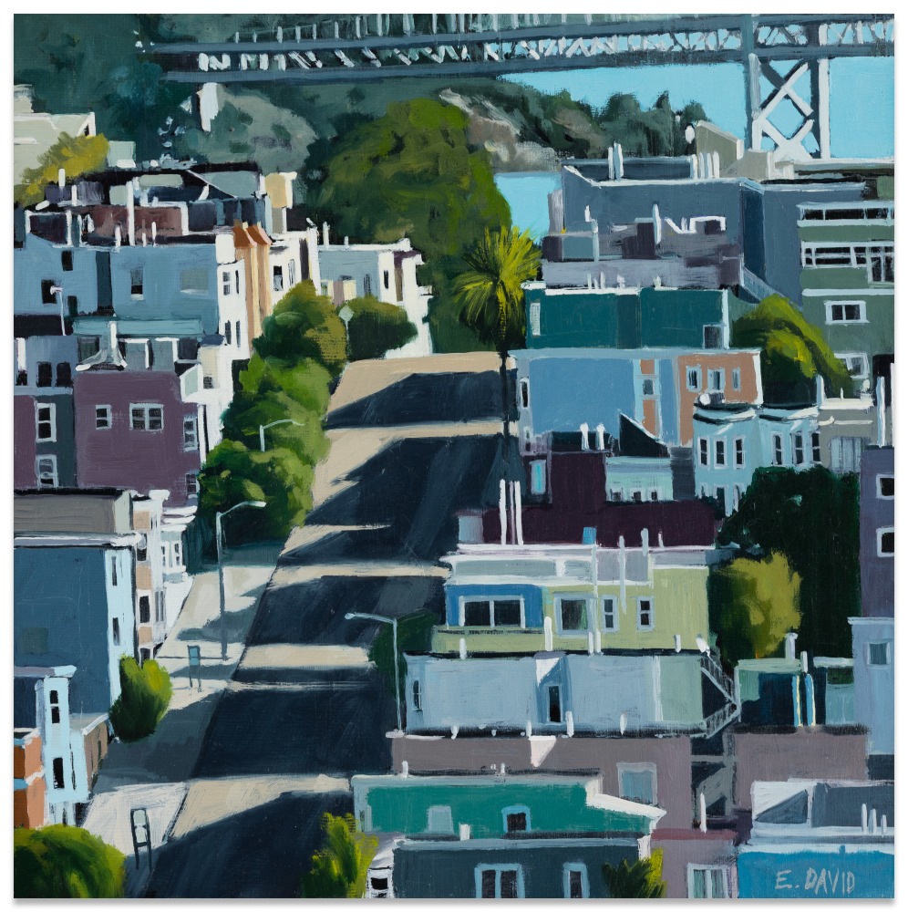 Eileen David Green Street to Bay, 2025 oil on panel 16 x 16