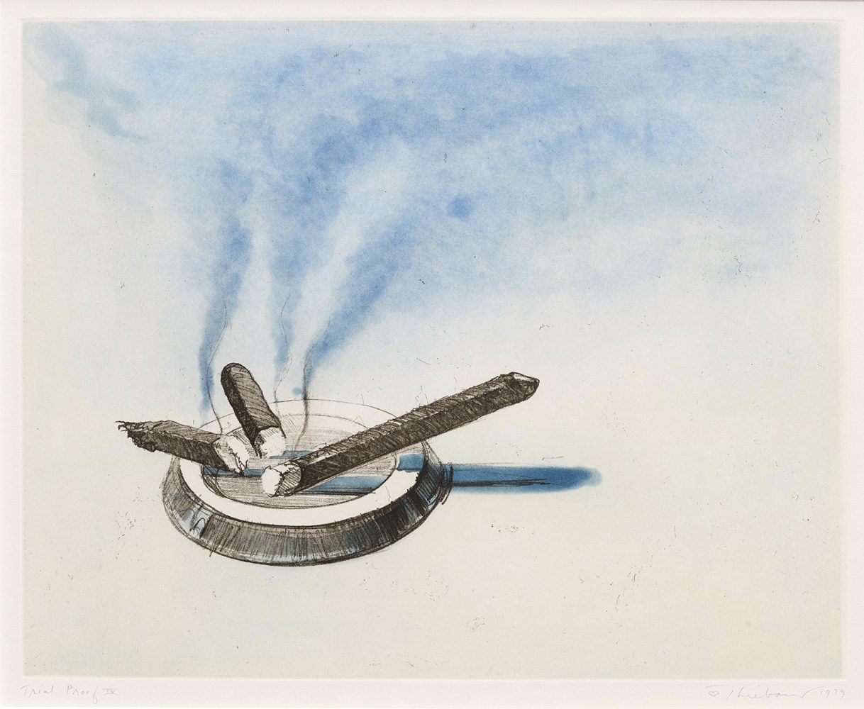 Wayne Thiebaud Cigars, 1979 soft ground etching, spit bite, A.P. 2 15 3/4 x 19 3/4 in. [image]; 22 3/4 x 29 3/4 in. [sheet]