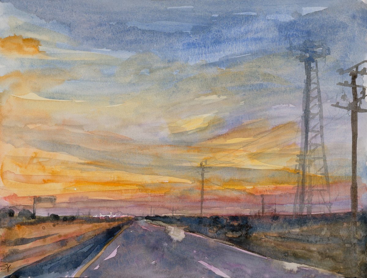 Suong Yangchareon Twilight Time, 2021 watercolor on paper 9 x 12 in.