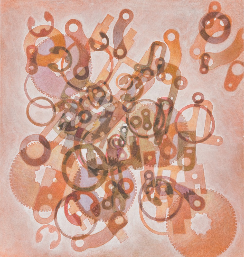 Sono Osato Midden 2, 2025 dry pigment, graphite, watercolor, gouache on Stonehenge paper 18 x 17 1/8 in.