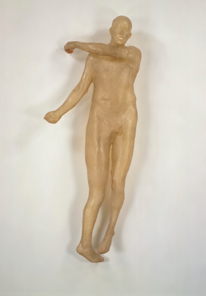 Kiki Smith's sculpture Ice Man, from 1995. Made from polyester resin and fiberglass measuring 82 × 30 × 11 1/2. Photograph by Ellen Page Wilson. © Kiki Smith, courtesy of Pace Gallery