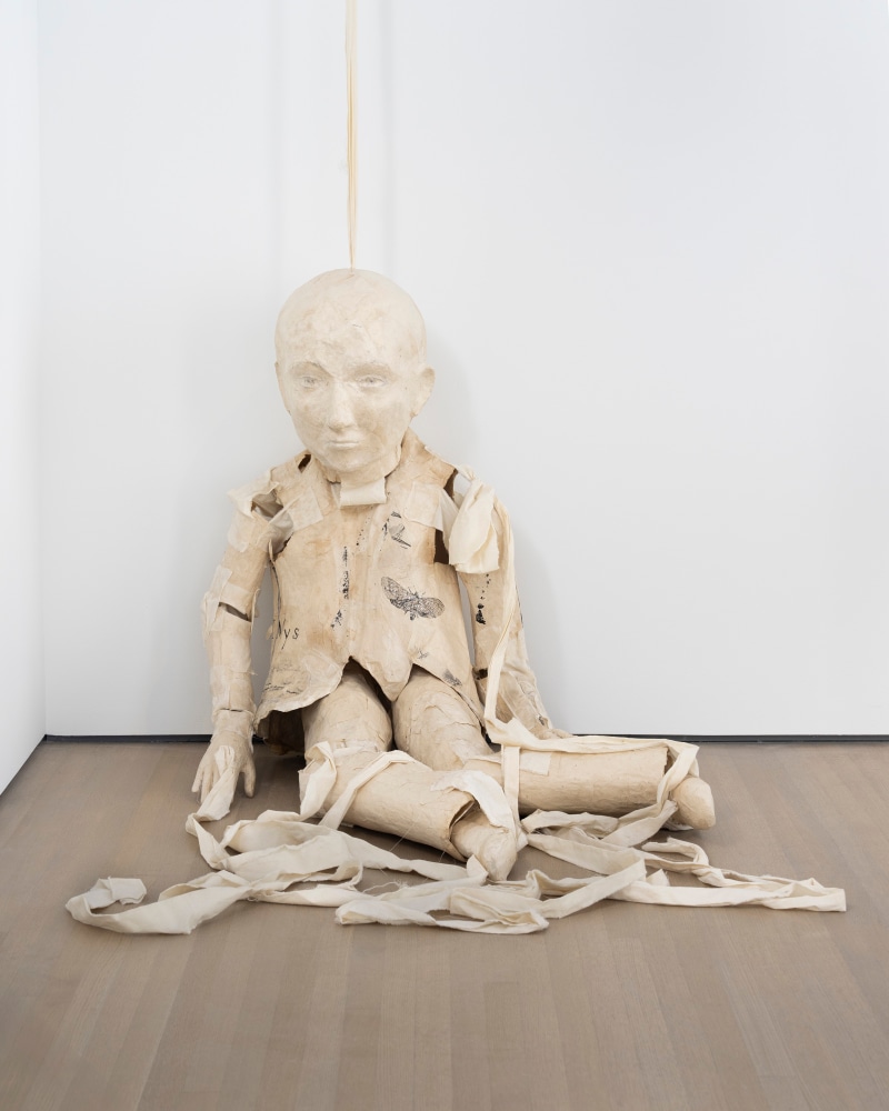 Kiki&amp;nbsp;Smith

Puppet with Moth,&amp;nbsp;2008

papier-m&amp;acirc;ch&amp;eacute; with muslin

80&amp;quot; x 30&amp;quot; x 40&amp;quot; (203.2 cm x 76.2 cm x 101.6 cm), overall