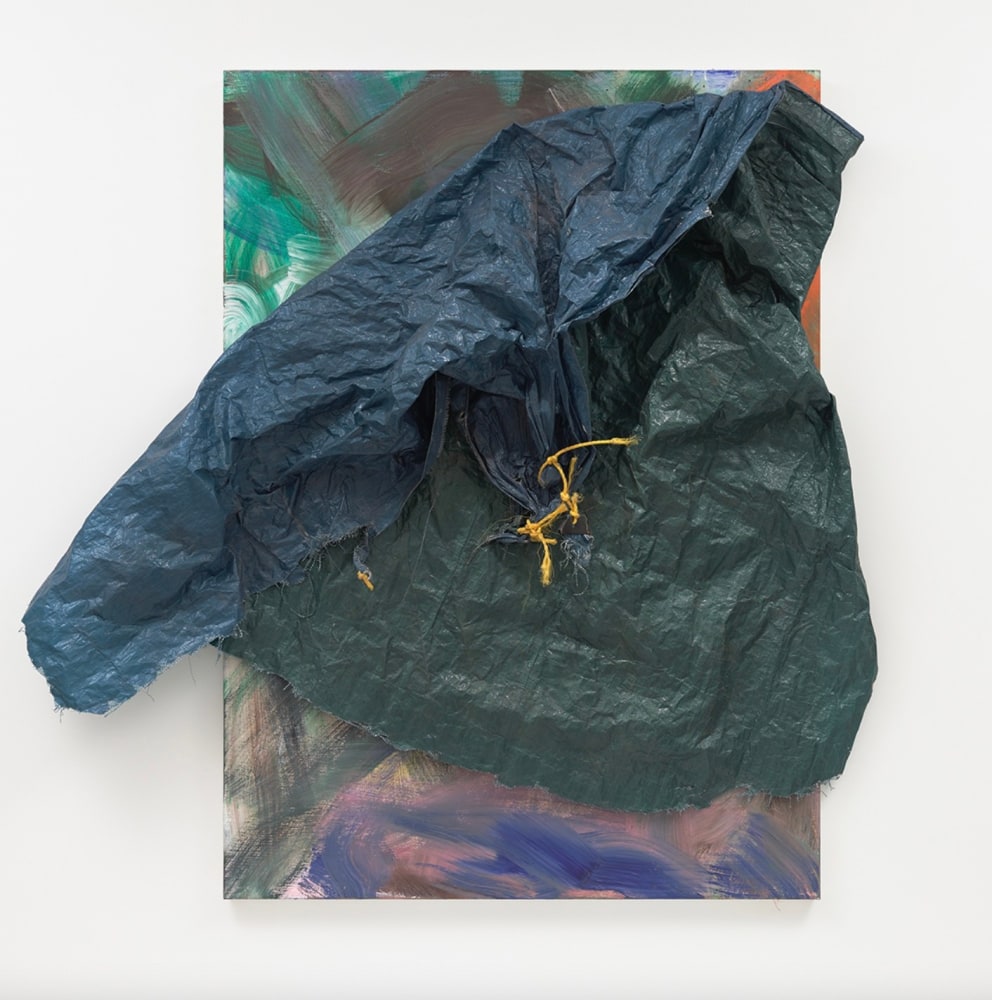 David Hammons, Untitled, 2017. Acrylic and tarp on canvas. 64 &amp;times; 46 in.