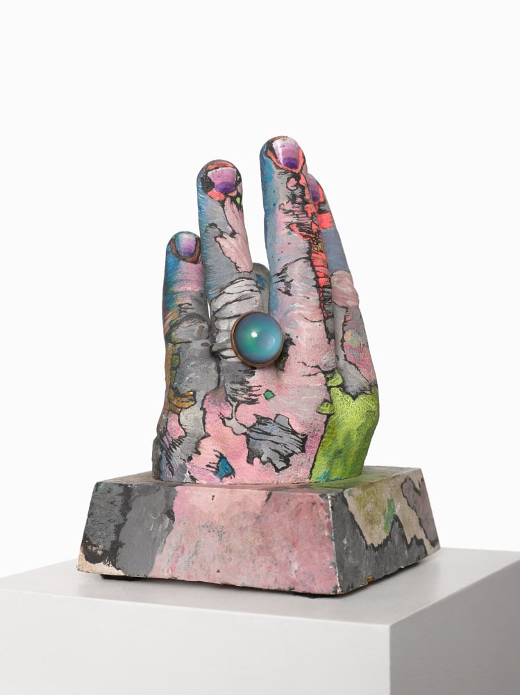 Paul Thek sculpture &quot;Untitled (Hand with Ring)&quot; from 1967. Wood, plaster, paint, and metal.