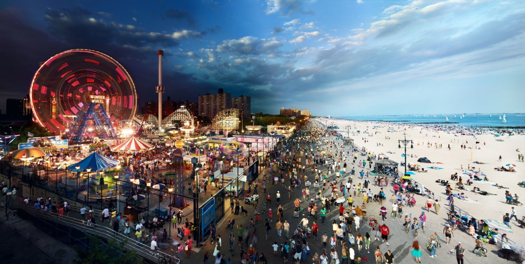 Stephen Wilkes Coney Island Boardwalk, NY, Day to Night, 2011