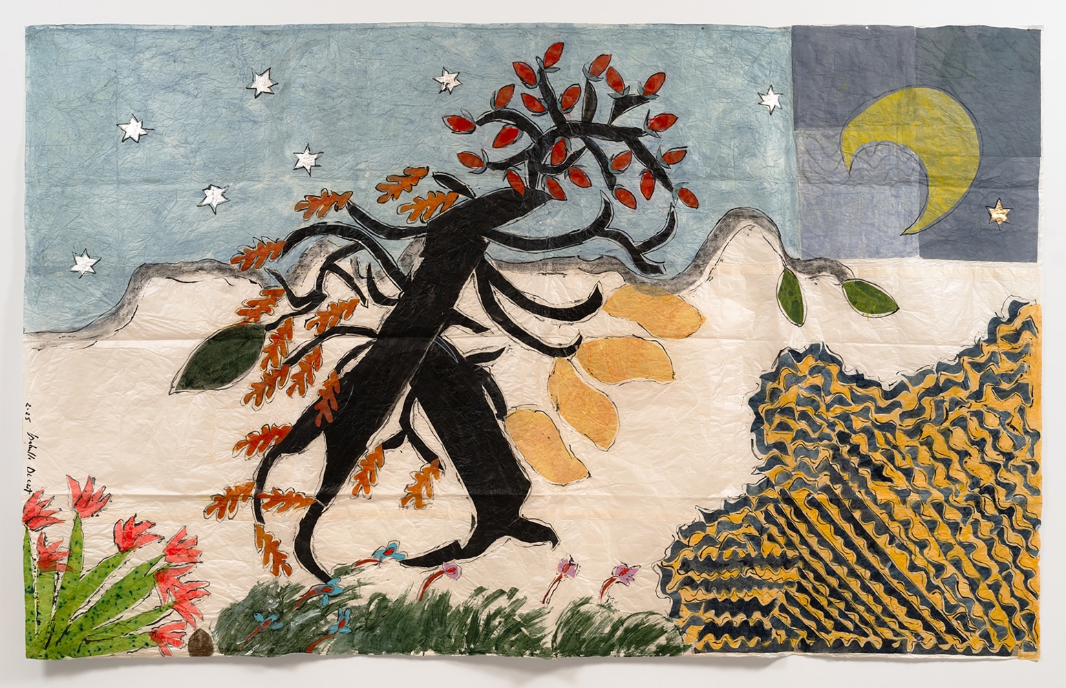 Isabella Ducrot

The Visited Land VI

2025

Pigments, meteorite pigment and collage on Japan paper

96 x 155 1/2 in

243.8 x 395 cm

(ID 25/030)