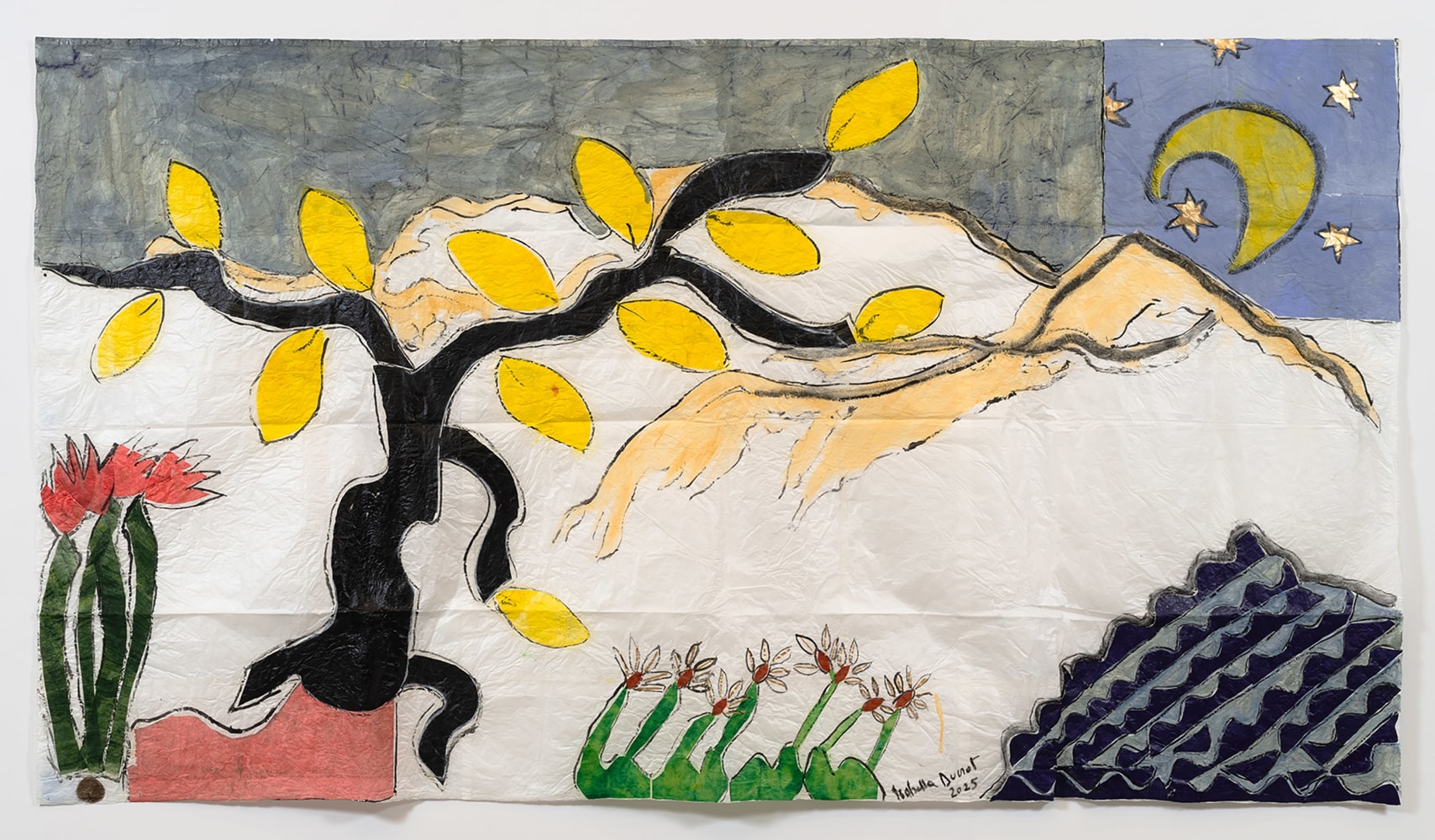 Isabella Ducrot

The Visited Land III

2025

Pigments, meteorite pigment, and collage on Japan paper

86 1/2 x 156 1/2 in

219.7 x 397.5 cm

(ID 25/027)