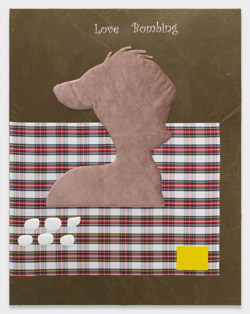 Cosima von Bonin

LOVE BOMBING

2023

Heavy cotton, silk, wool, silk velvet, fleece

75 1/2 X 59 inches

192 X 150 cm