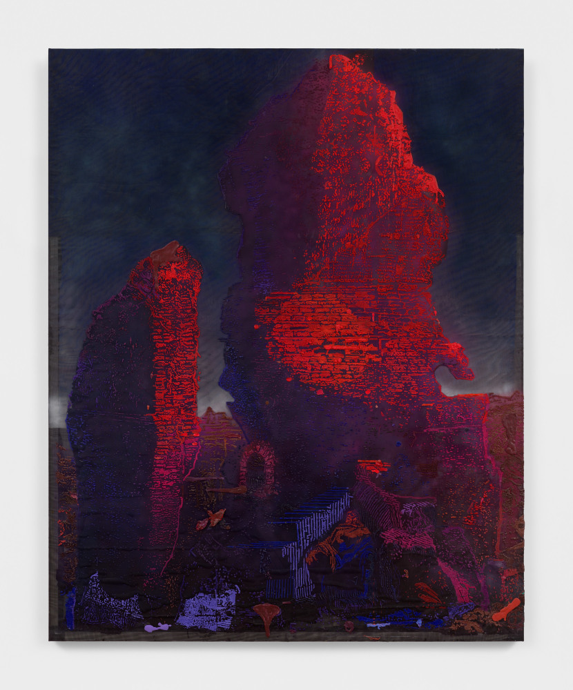 Austin Martin White

Composite Ruin 4 (after Piranesi), 2025

Acrylic medium, pigment, rubber, spray paint, vinyl, egg tempera, screen mesh, paper

150 1/4 x 120 1/4 in
381.6 x 305.4 cm

(AMW 25/018)