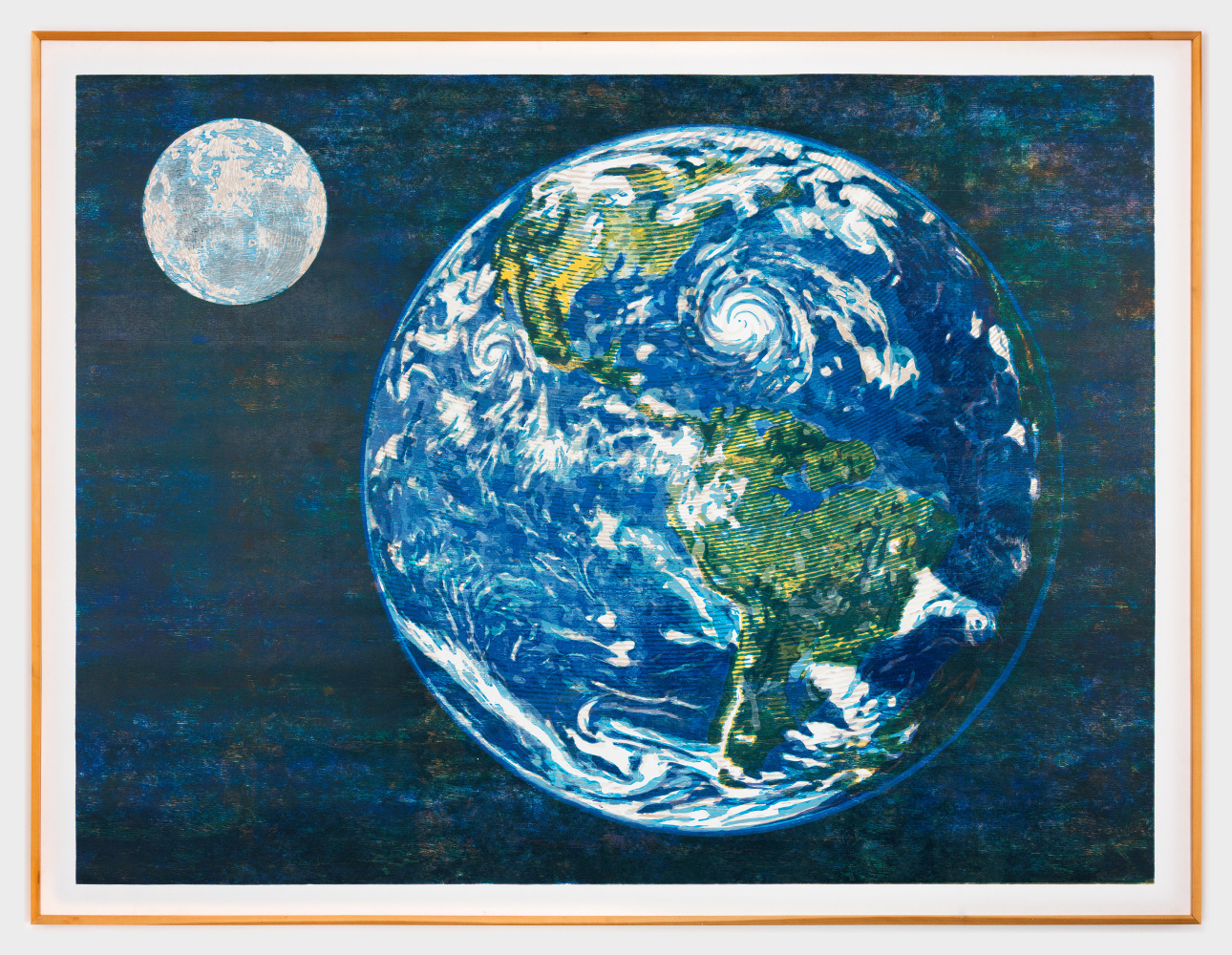 Zorawar Sidhu and Rob Swainston

Blue Marble 2312

2023-2024

Multi-color woodcut on fabric

Framed: 78 x 102 1/8 inches

198.1 x 260.4 cm

Edition of 3 + 2 AP

(ZSRS 24/001)