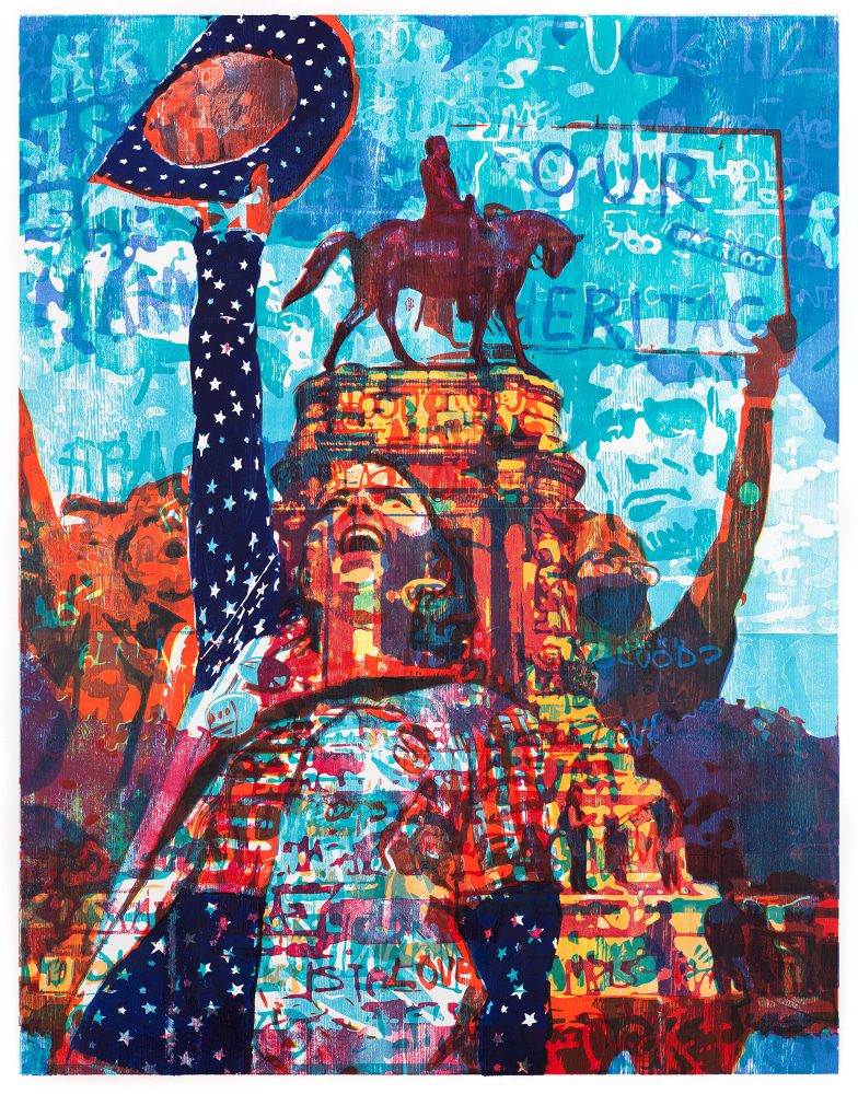 Zorawar Sidhu and Rob Swainston

July 4

2020-21

Multi-color woodblock print on paper

57.5 x 42.25 inches

146.1 x 107.3 cm

Edition of 5

$6,500