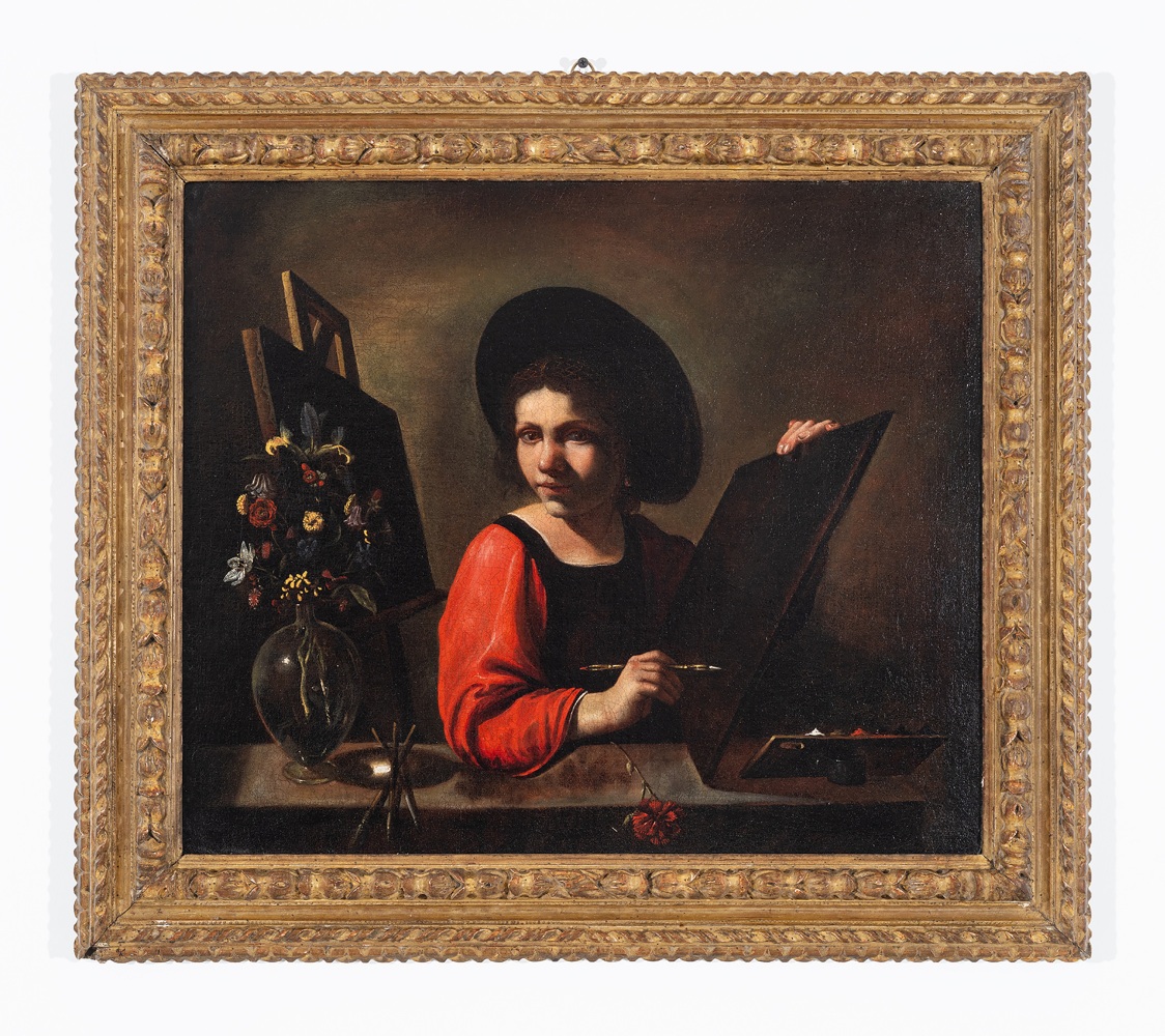 Pietro Paolini (Lucca, 1603&amp;ndash;1681)

Portrait of a female artist

Oil on canvas

23.25 x 27 inches

59.4 x 68.5 cm

(FP 23/034)