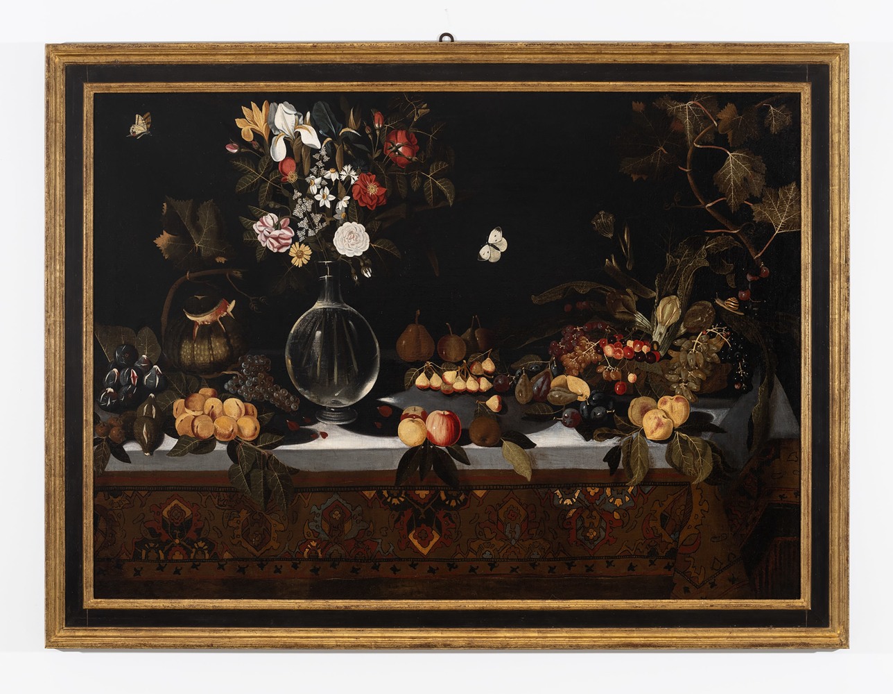 Master of Hartford (Early 17th Century, Rome)

Still life with fruit, vegetables and a vase with flowers on a table

Oil on canvas

47 1/4 x 65 3/4 inches

120 x 167 cm

(FP 23/018)