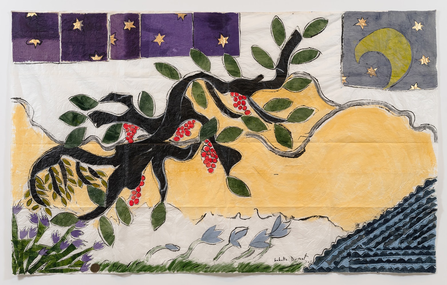 Isabella Ducrot

The Visited Land IV

2025

Pigments, meteorite pigment, and collage on Japan paper

96 1/2 x 155 in

245.1 x 393.7 cm

(ID 25/028)