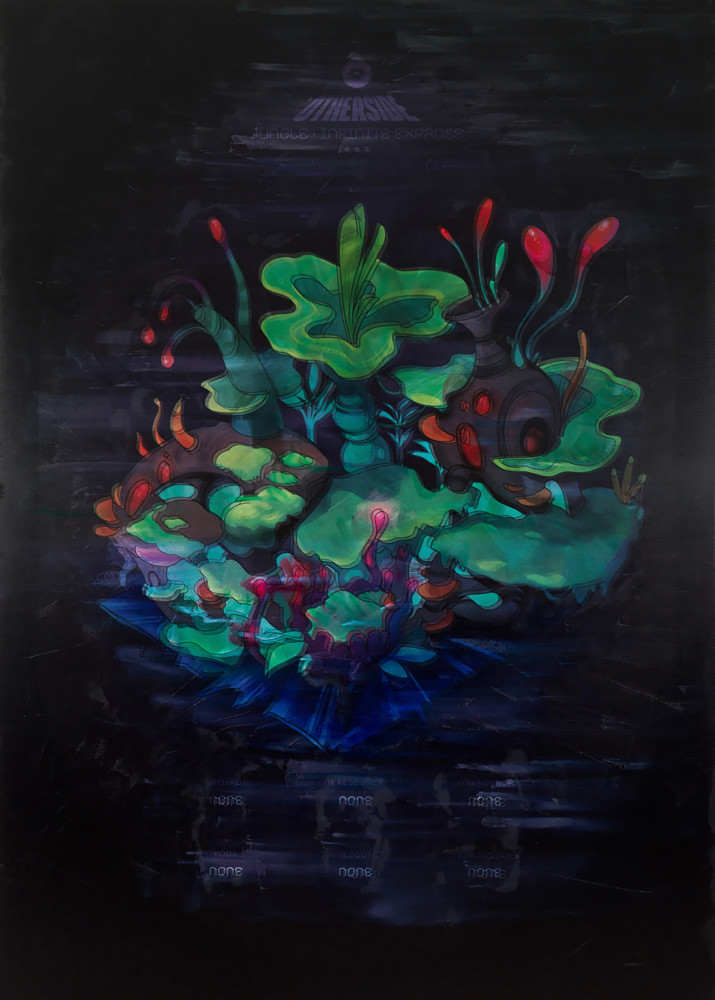 Simon Denny

Metaverse Landscape 29: Otherdeed for Otherside #56810

2023

Oil on canvas, UV print, Ethereum paper wallet, dynamic ERC-721 NFT

78.74 x 110.24 x 1.77 inches

200 x 280 x 4.5 cm