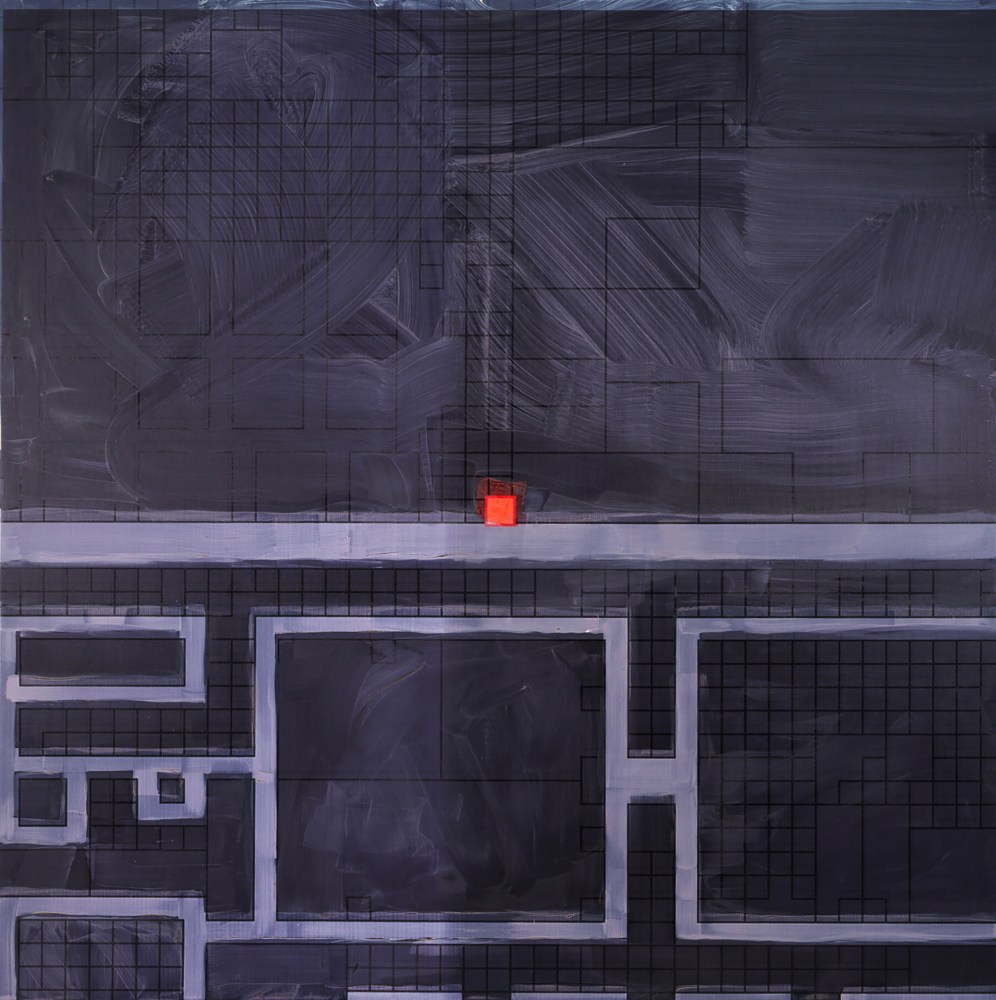 Simon Denny

Metaverse Landscape 28: Decentraland Parcel -26, -49

2023

Oil on canvas, UV print, Ethereum paper wallet, dynamic ERC-721 NFT

78.74 x 78.74 x 1.77 inches

200 x 200 x 4.5 cm