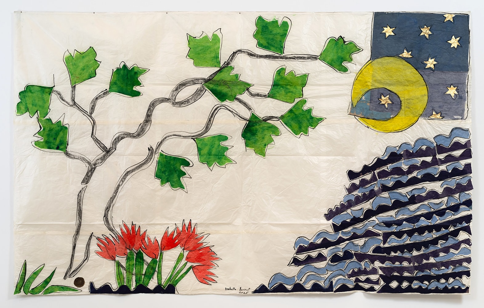 Isabella Ducrot

The Visited Land II

2025

Pigments, meteorite pigment, and collage on Japan paper

96 1/2 x 155 1/2 in

245.1 x 395 cm

(ID 25/026)