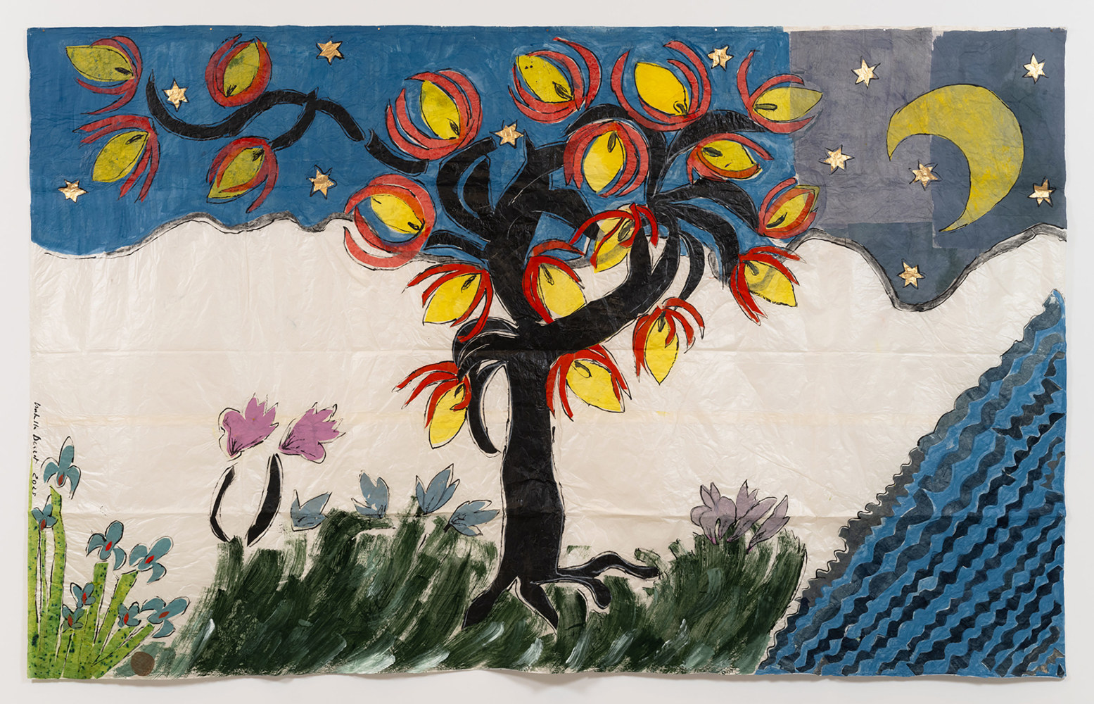 Isabella Ducrot

The Visited Land V

2025

Pigments, meteorite pigment, and collage on Japan paper

96 1/2 x 154 1/2 in

245.1 x 392.4 cm

(ID 25/029)