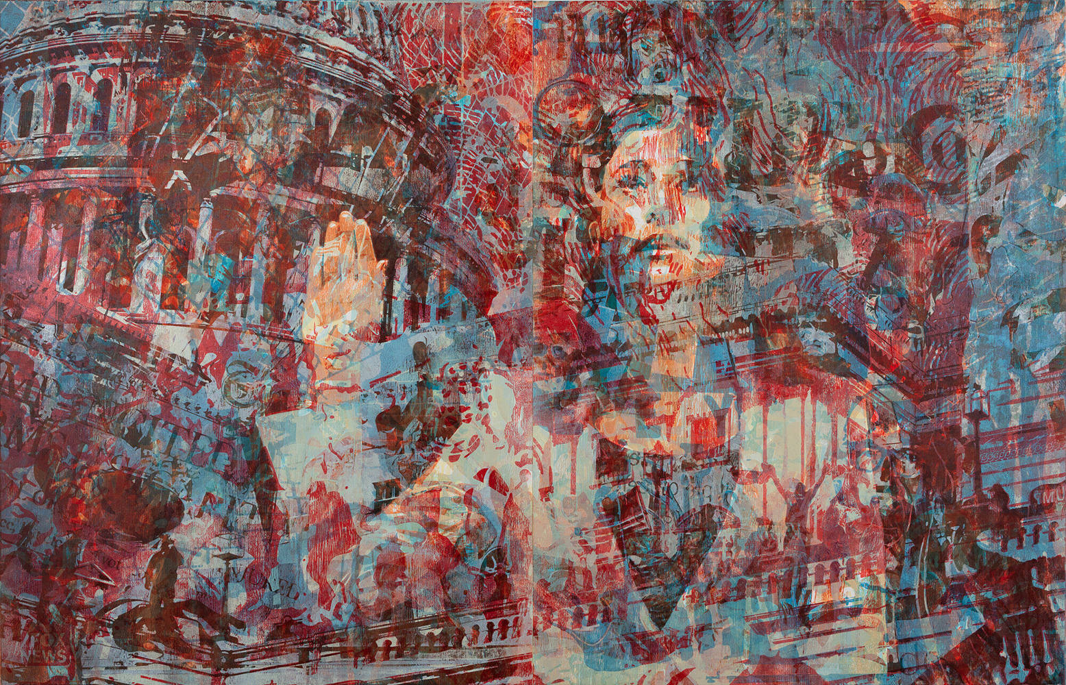 Zorawar Sidhu and Rob Swainston

January 7

2020-2022

Multi-color woodblock print on Evolon

52 x 80 inches

132.1 x 203.2 cm

Edition 3

(FP 22/031)