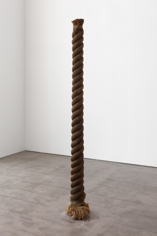 Jackie Winsor

Rope Trick, 1967&amp;ndash;1968

Hemp with steel rod

74 inches high, 9 inches diameter
(188 cm high, 22.8 cm diameter)

Courtesy Paula Cooper Gallery, New York

&amp;copy; Jackie Winsor
