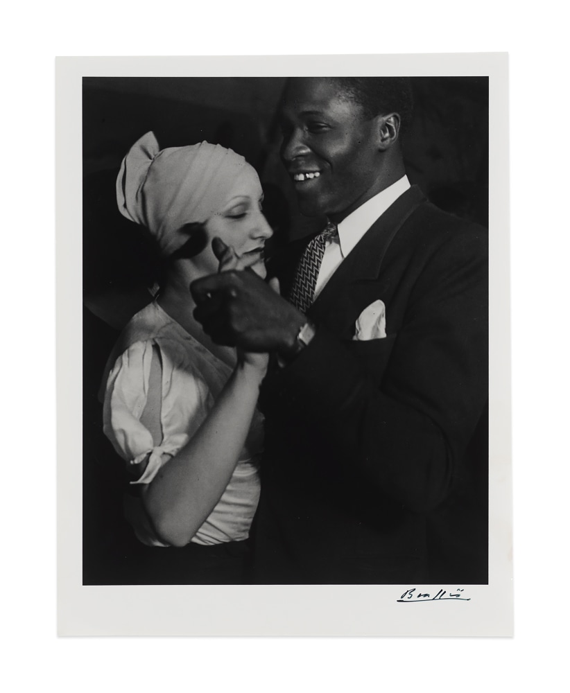 Couple au Bal N&amp;egrave;gre, rue Blomet, (Couple at the Bal N&amp;egrave;gre, Rue Blomet), c. 1932
gelatin silver print on double weight paper
image: 10 1/8 x 8 in. / 25.7 x 20.3 cm&amp;nbsp;
sheet: 11 5/8 x 9 1/16 in. / 29.5 x 23 cm

recto:&amp;nbsp;signed, lower right&amp;nbsp;

verso:&amp;nbsp;stamped &amp;lsquo;Copyright by BRASSA&amp;Iuml; 19 All Rights Reserved&amp;rsquo;; &amp;lsquo;INTERDICTION DE REPRODUIRE SANS AUTORISATION DE L&amp;rsquo;AUTEUR&amp;rsquo;; &amp;lsquo;Tirage de l&amp;rsquo;Auteur&amp;rsquo;, inscribed &amp;lsquo;Pl. 466&amp;rsquo;; &amp;lsquo;page 128&amp;rsquo;; &amp;lsquo;PN1065&amp;rsquo;&amp;nbsp;