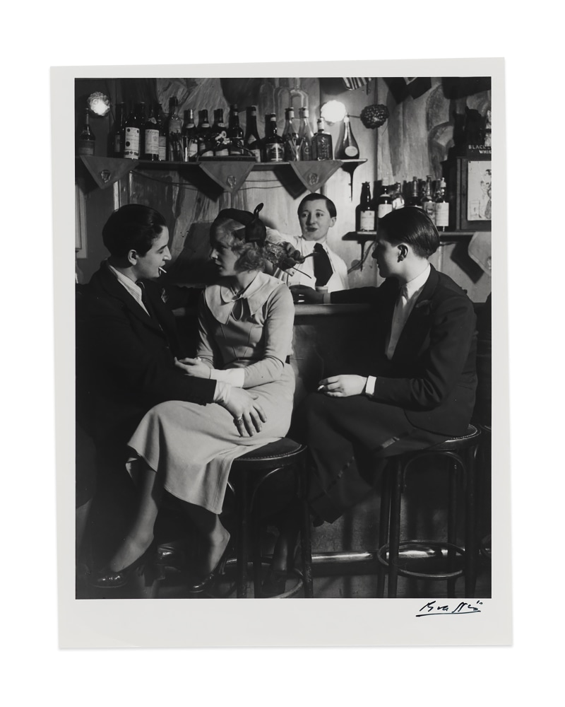 Au Monocle, Le bar, A gauche: Lulu de Montparnasse&amp;nbsp;(Le Monocle, the Bar, on the left is Lulu de Montparnasse), c. 1932-1933
gelatin silver print on double weight paper
image: 10 1/8 x 8 1/16 in. / 25.7 x 20.5 cm

sheet: 11 3/8 x 8 13/16 in. / 28.9 x 22.4 cm&amp;nbsp;

recto:&amp;nbsp;signed, lower right&amp;nbsp;

verso:&amp;nbsp;stamped &amp;lsquo;Copyright&amp;nbsp;by BRASSA&amp;Iuml; 19 All Rights Reserved&amp;rsquo;; &amp;lsquo;INTERDICTION DE REPRODUIRE SANS AUTORISATION DE L&amp;rsquo;AUTEUR&amp;rsquo;; &amp;lsquo;Tirage de l&amp;rsquo;Auteur&amp;rsquo;, inscribed &amp;lsquo;Pl. 425&amp;rsquo;; &amp;lsquo;p. 163&amp;rsquo;; &amp;lsquo;PN1085&amp;rsquo;&amp;nbsp;