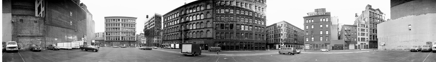 Parking Lot, Mercer and Grand Streets, 1980

gelatin silver print, edition of 10

15 1/2 x 100 in. / 39.4 x 254 cm