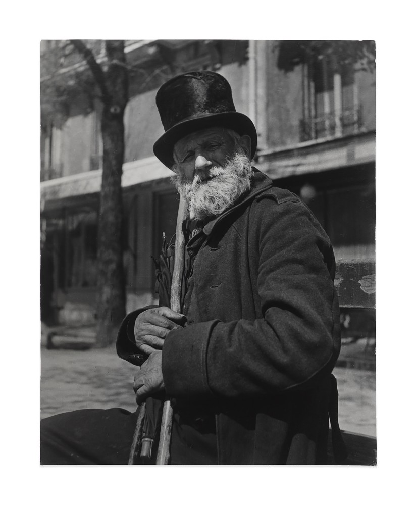 Le doyen de clochards parisiens, boulevard Saint-Jacques&amp;nbsp;(The Dean of Parisian vagabonds, Boulevard Saint-Jacques), 1934&amp;nbsp;
ferrotype gelatin silver print on single weight paper&amp;nbsp;
image: 11 3/4 x 9 1/8 in. / 29.9 x 23.2 cm

sheet: 11 3/4 x 9 1/8 in. / 29.9 x 23.2 cm&amp;nbsp;

verso:&amp;nbsp;signed, stamped &amp;lsquo;Copyright by BRASSA&amp;Iuml; 1934 All Rights Reserved&amp;rsquo;; &amp;lsquo;Tirage de l&amp;rsquo;Auteur&amp;rsquo;, inscribed &amp;lsquo;Le Doyen des clochards Parisiens&amp;hellip;&amp;rsquo;; &amp;lsquo;P. 38&amp;rsquo;; &amp;lsquo;Pl. 520&amp;rsquo;; &amp;lsquo;PN 1013/1&amp;rsquo;&amp;nbsp;