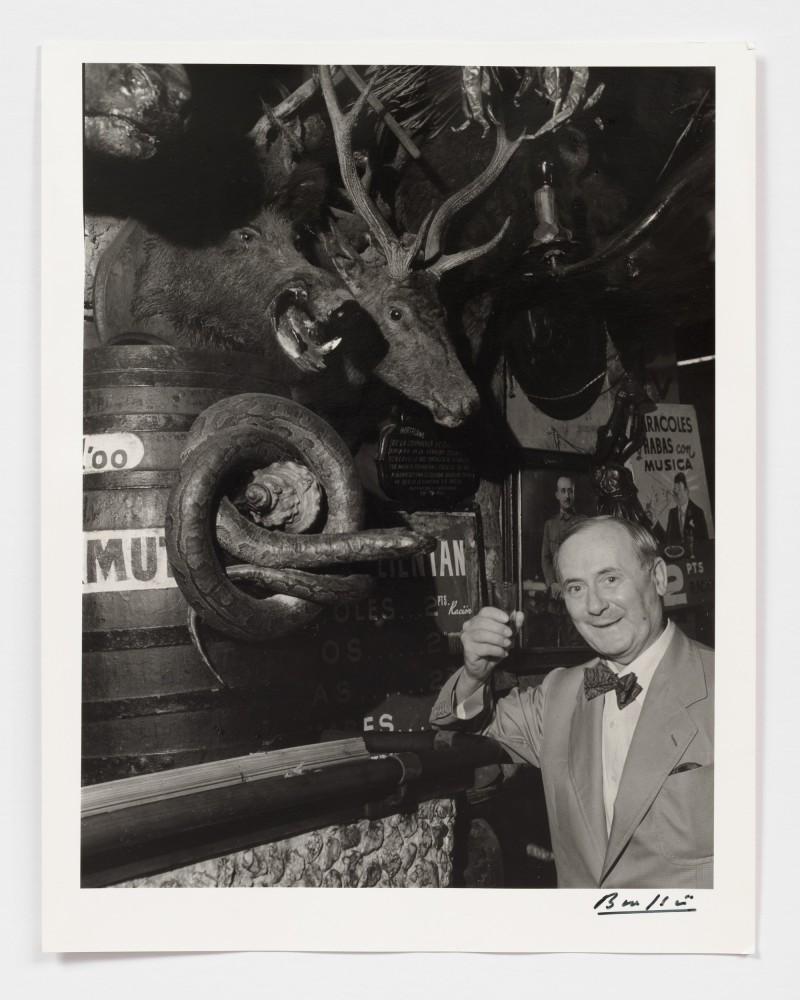 Joan Mir&amp;oacute; &amp;agrave; Barcelona, Barrio Chino&amp;nbsp;(In a bar at the Barrio Chino, Mir&amp;oacute; drinks a glass of sherry), 1955&amp;nbsp;
gelatin silver print on double weight paper&amp;nbsp;
image: 10 3/4 x 8 1/8 in. / 27.3 x 20.6 cm

sheet: 11 3/4 x 9 1/4 in. / 29.8 x 23.5 cm&amp;nbsp;

recto:&amp;nbsp;signed, lower right&amp;nbsp;

verso:&amp;nbsp;stamped &amp;lsquo;Tirage de l&amp;rsquo;Auteur&amp;rsquo;; &amp;lsquo;Copyright by BRASSA&amp;Iuml; 1955 All Rights Reserved&amp;rsquo;, inscribed &amp;lsquo;Joan Mir&amp;oacute; &amp;agrave; Barcelona, Barrio Chino&amp;rsquo;; &amp;lsquo;Cat. No. 69&amp;rsquo;;&amp;nbsp;