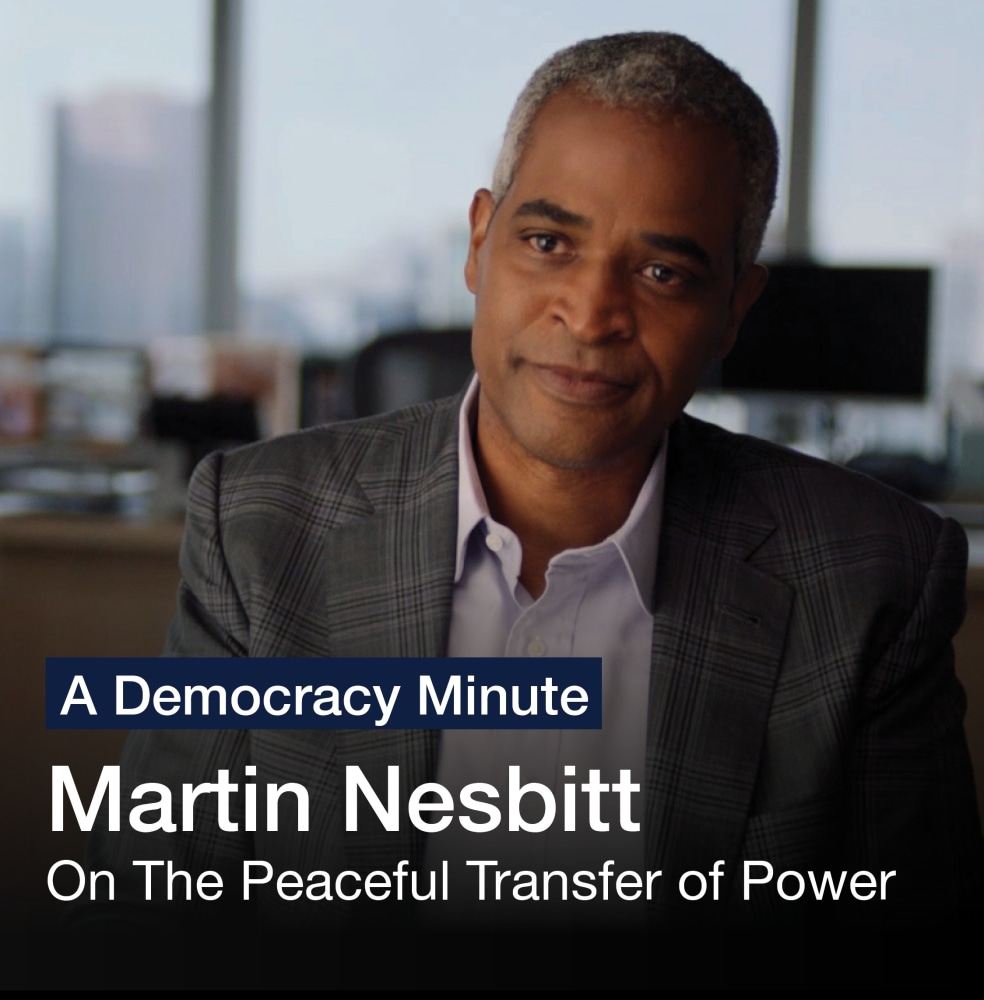 A Democracy Minute

Martin Nesbitt:&amp;nbsp;Why is the peaceful transfer of power important in a democracy?

Watch Here

See the Center for Civic Ed Instagram Post Here

(4 of 11)