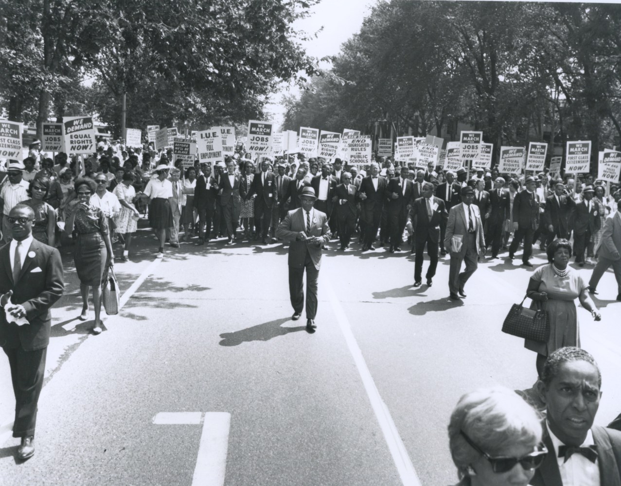 Dr. Martin Luther King, Jr. leading the March on Washington for Jobs and Freedom, Washington D.C., August 28, 1963 (Courtesy National Archives)