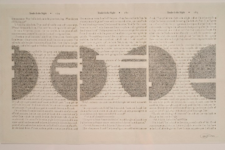 Youdhisthir Maharjan
Tender is the Night
2017
Hand-cut text collage on reclaimed book pages
9 x 15 in.
$2,800
&amp;nbsp;