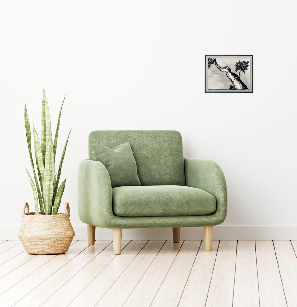 Mockup of the art hanging on a wall