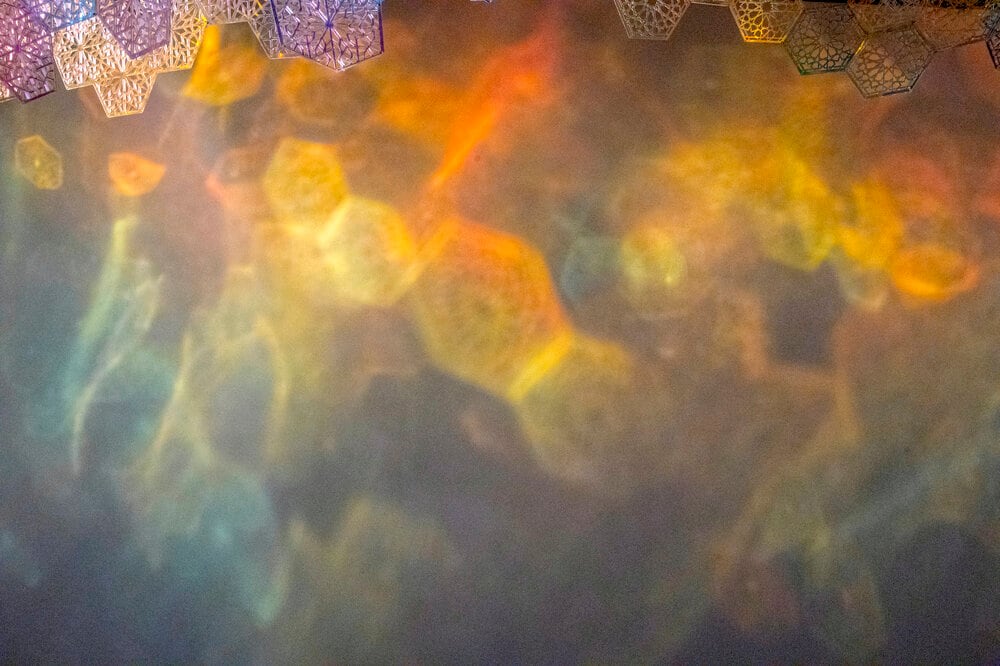 Installation View: Cosmic Veils, 2020,&amp;nbsp;Laser-cut fluorescent &amp;amp; transparent acrylic &amp;amp; dichroic film, dimensions variable

Alexandre Hogue Gallery,&amp;nbsp;University of Tulsa, Oklahoma