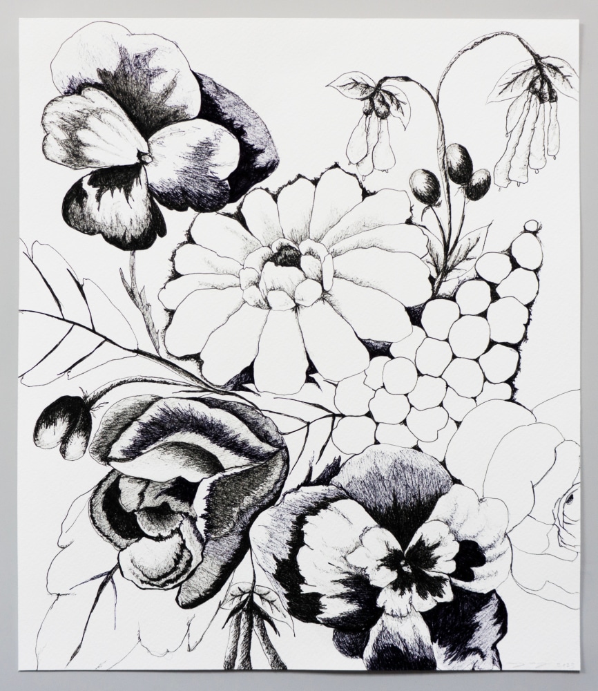 pen on paper floral drawing