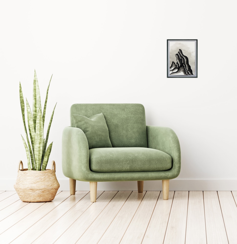 Mockup of the art hanging on a wall