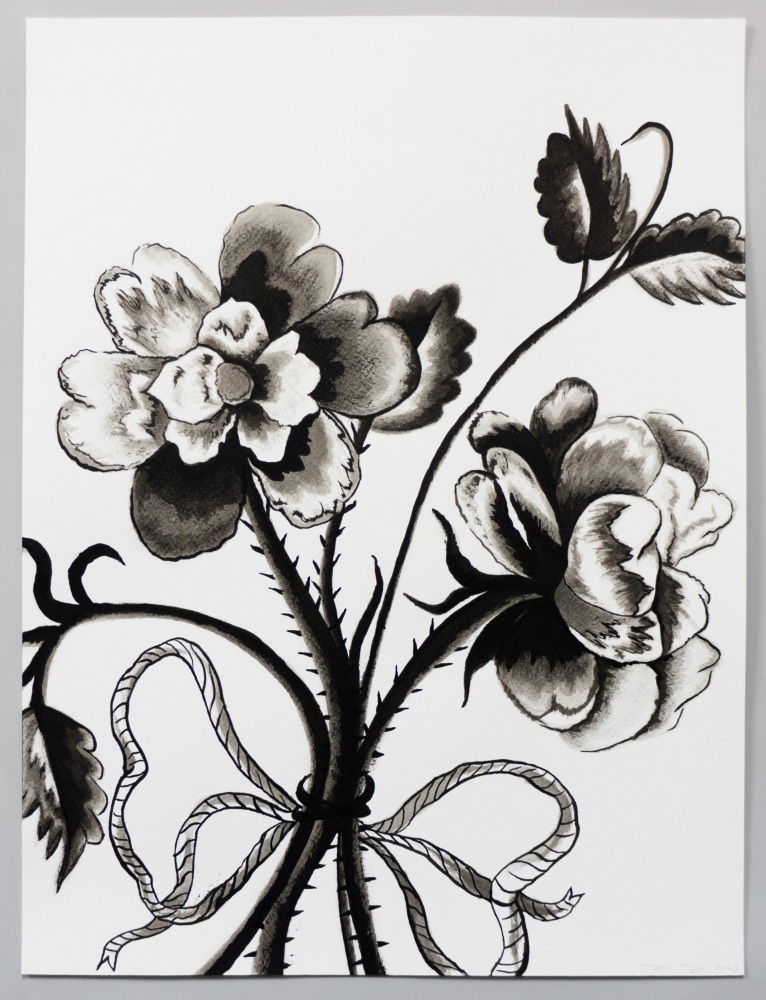 Pen drawing of embroidery study