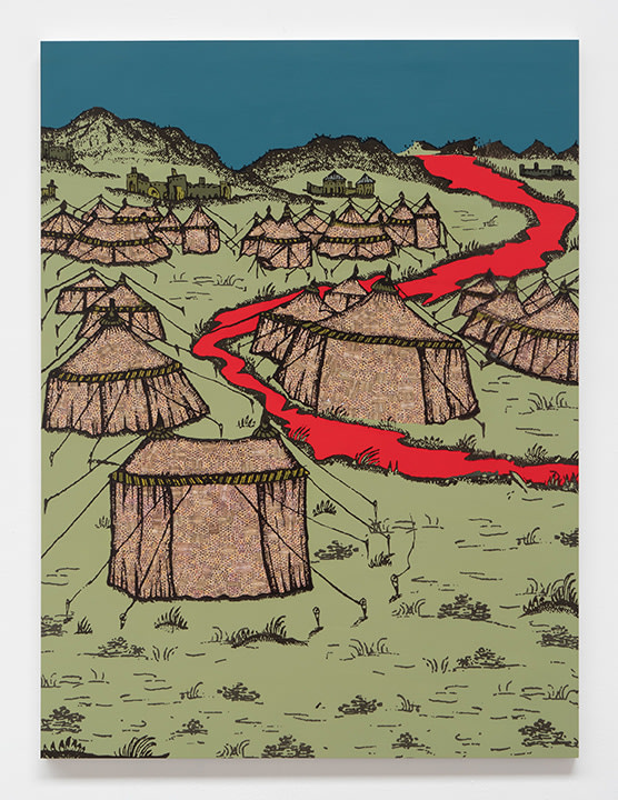 Saad Qureshi

Blood River

2021

Acrylic, ink, paper on birchwood

78.74 x 59.1 in.&amp;nbsp;

$35,000