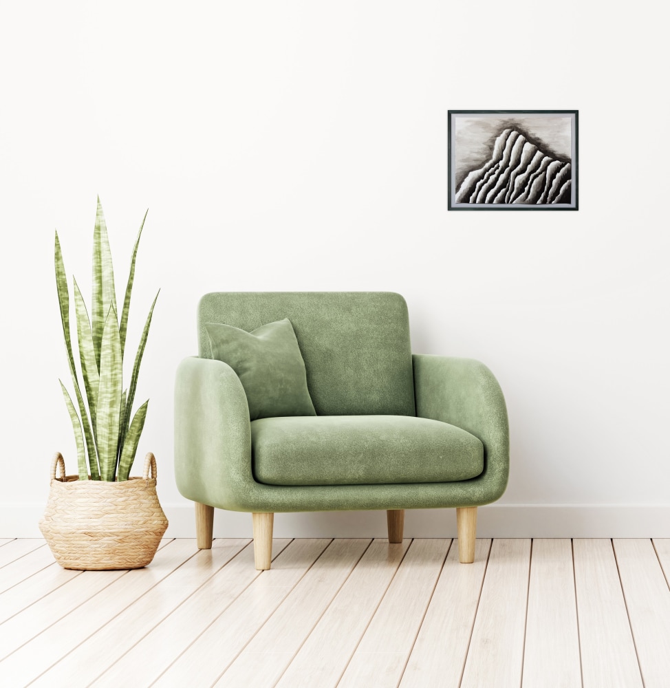 Mockup of the art hanging on a wall