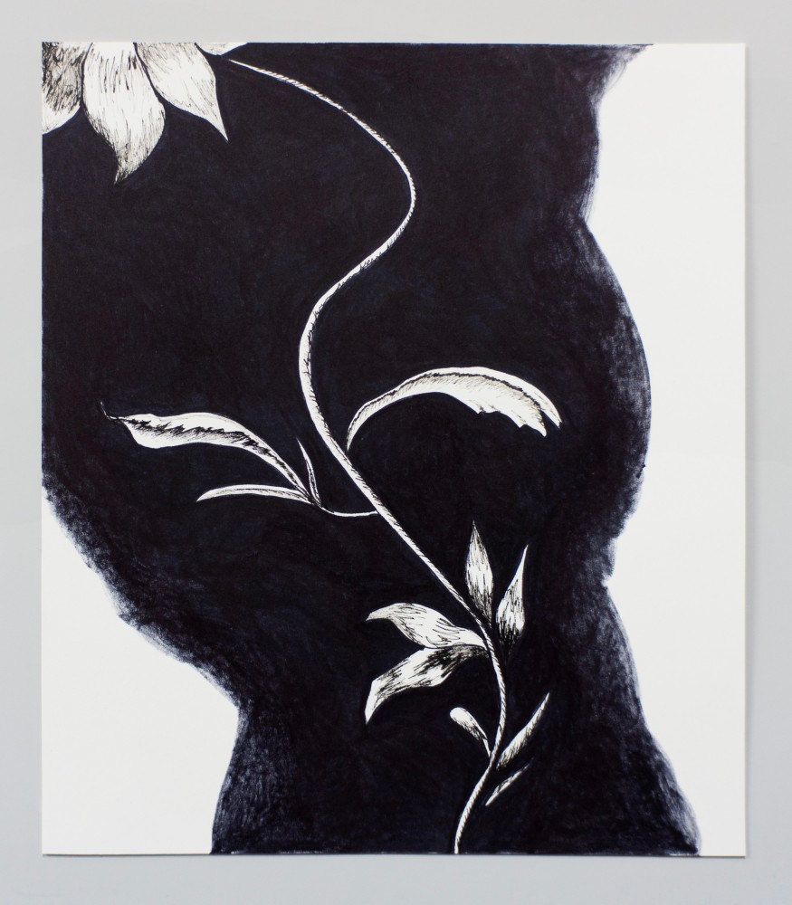 Pen and marker drawing from an embroidery study