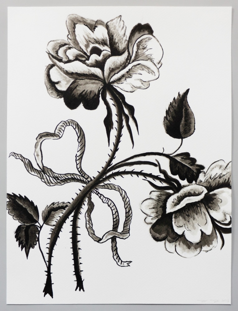 Ink drawing of an embroidery study