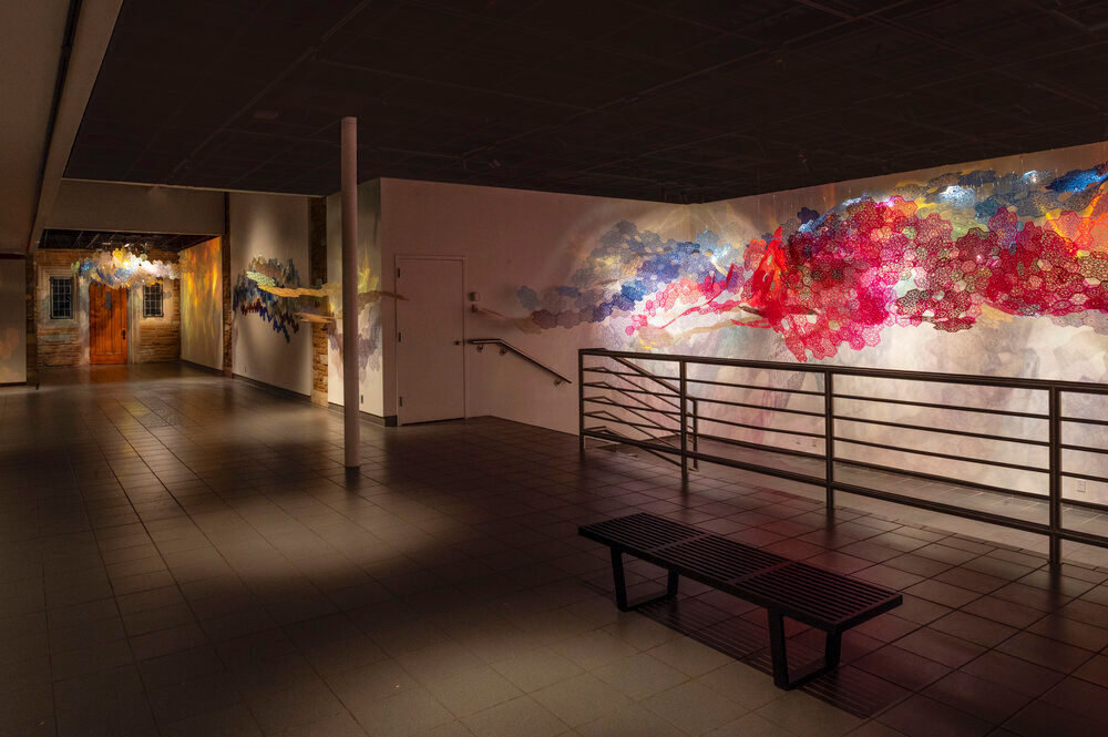 Installation View: Cosmic Veils, 2020,&amp;nbsp;Laser-cut fluorescent &amp;amp; transparent acrylic &amp;amp; dichroic film, dimensions variable

Alexandre Hogue Gallery,&amp;nbsp;University of Tulsa, Oklahoma