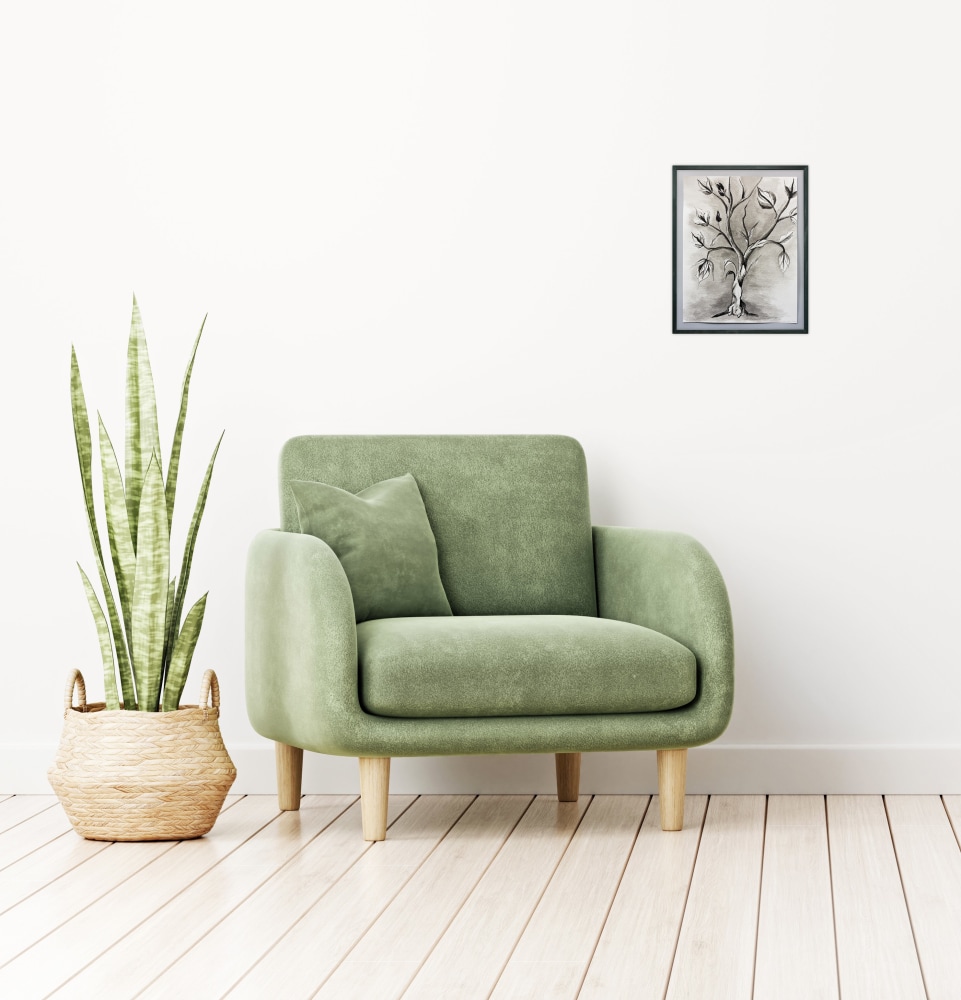 Mockup of art hanging on a wall